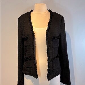 L'AGENCE Textured nylon Black open Blazer size 10
